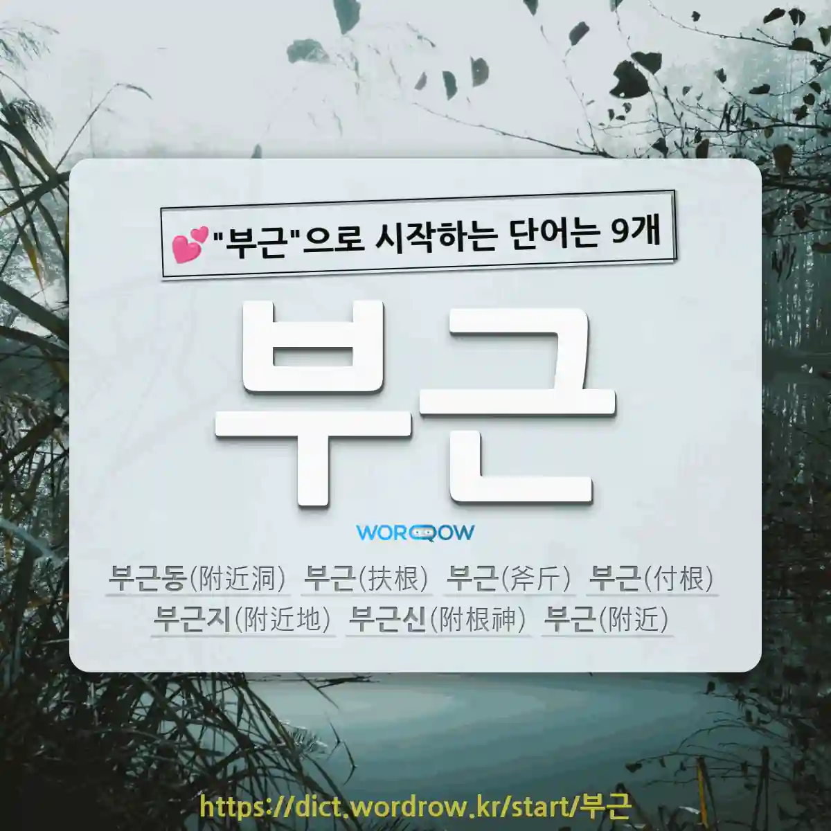 국어사전에서 💕부근으로 시작하는 단어는 9개